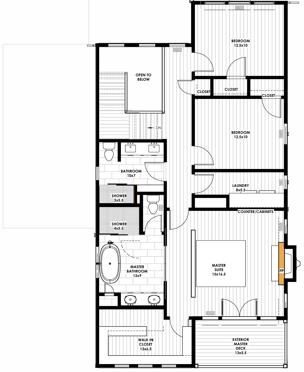 Upper level floor plan