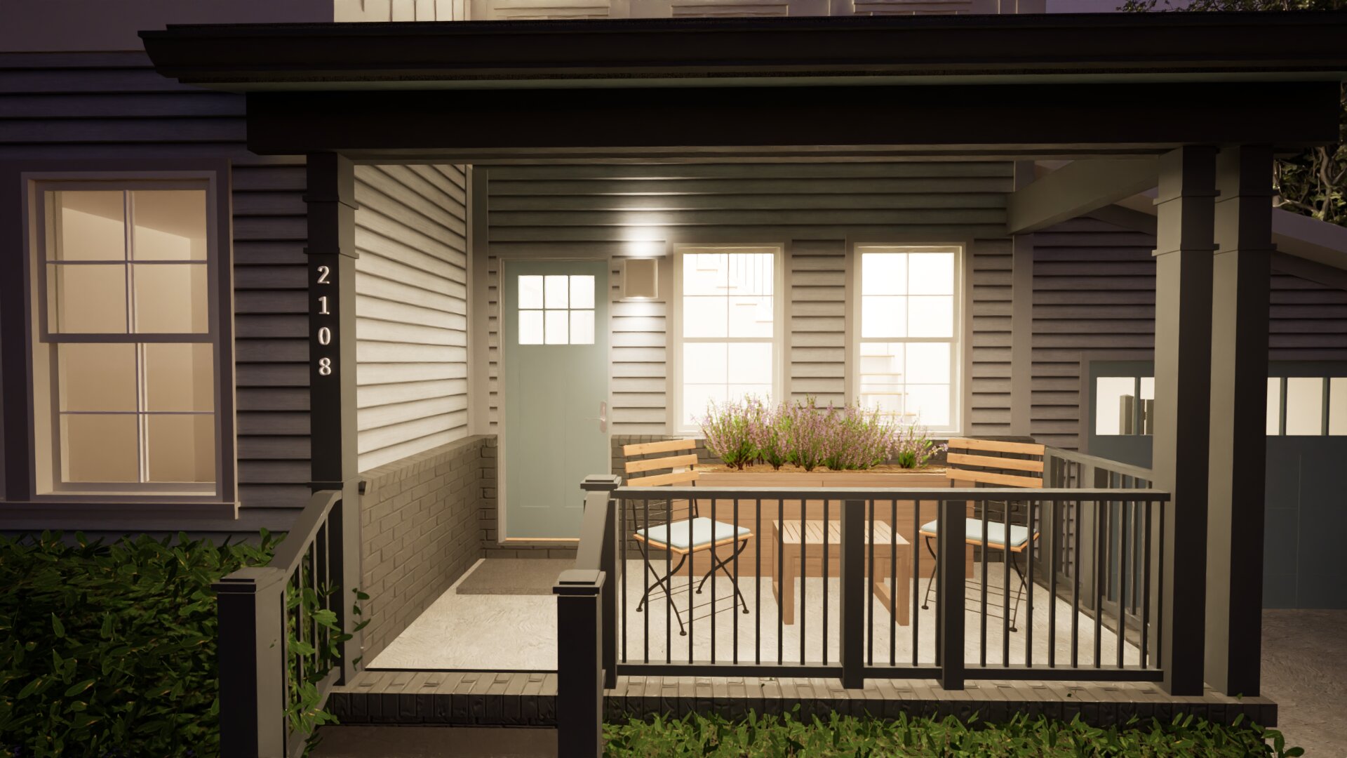 Evening porch render